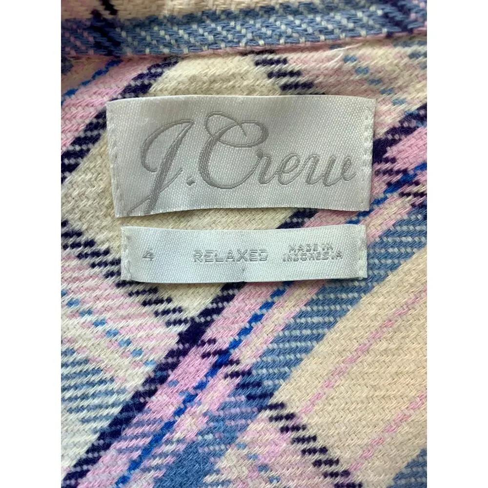 J. Crew Relaxed-Fit Flannel Shirt in Lavender Plaid Size 4